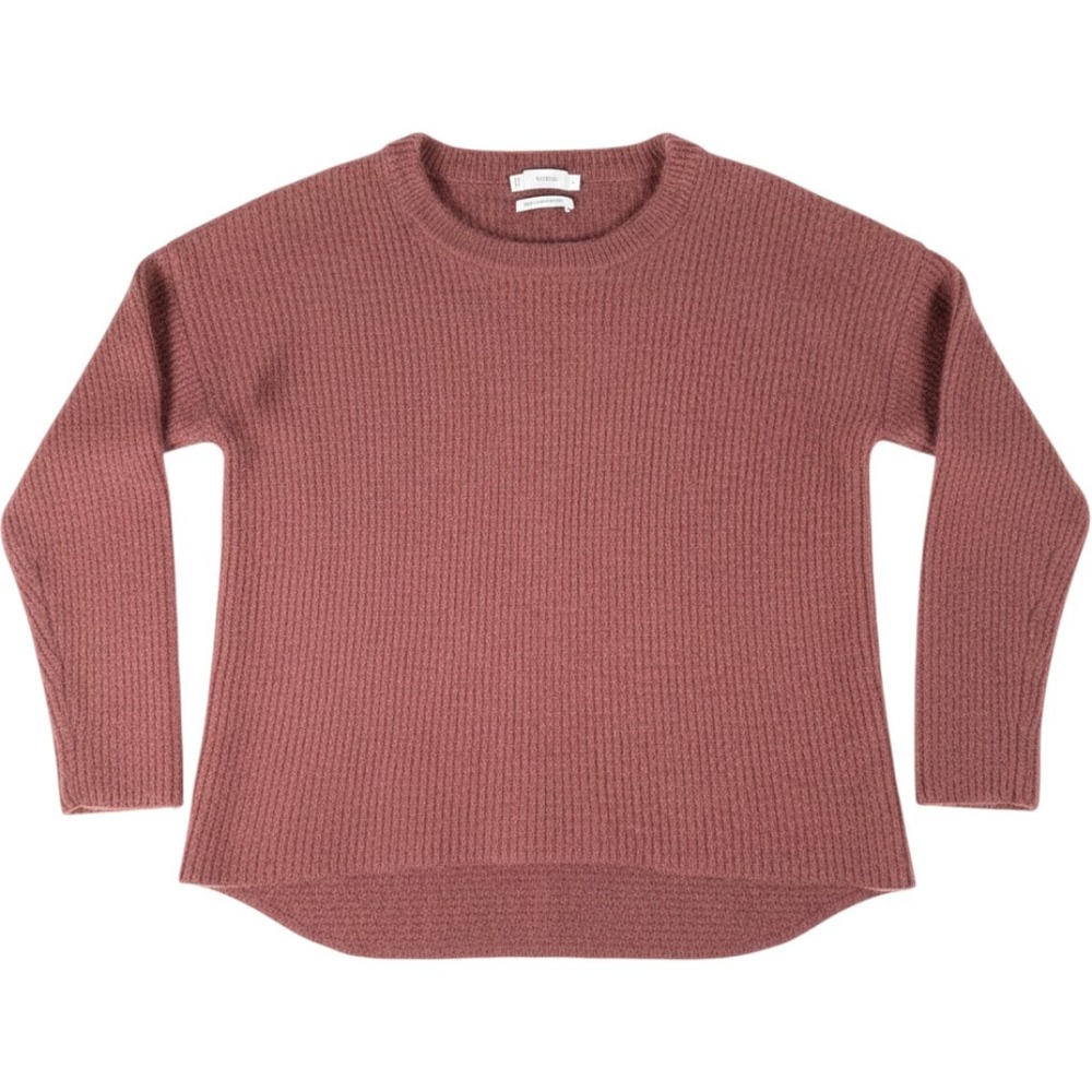 Vince Burgundy 100% Cashmere Ribbed Crew Neck Sweater Small Rib Knit High Low